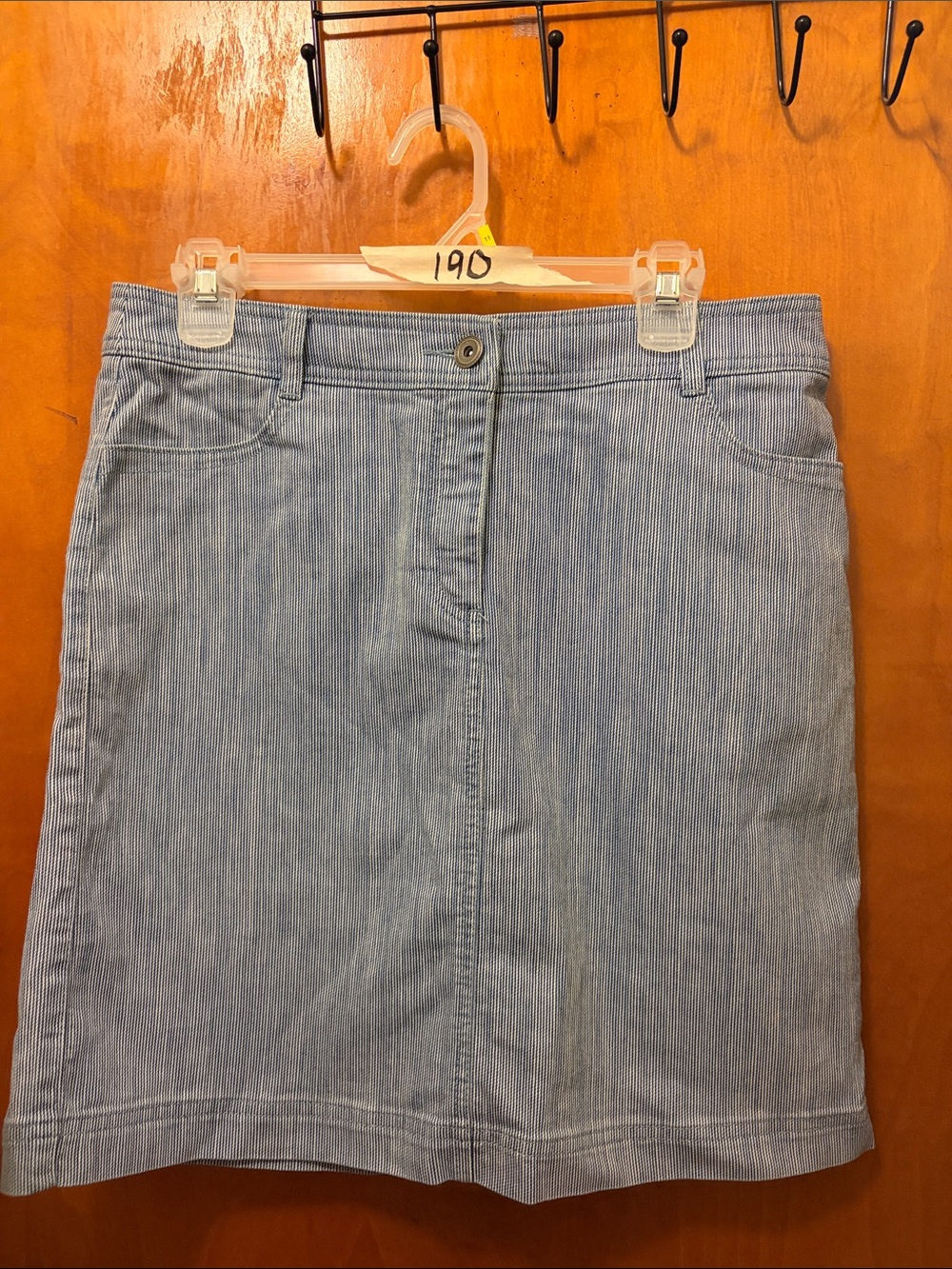 Christopher & Banks Light Blue Pinstripe Mini Skirt